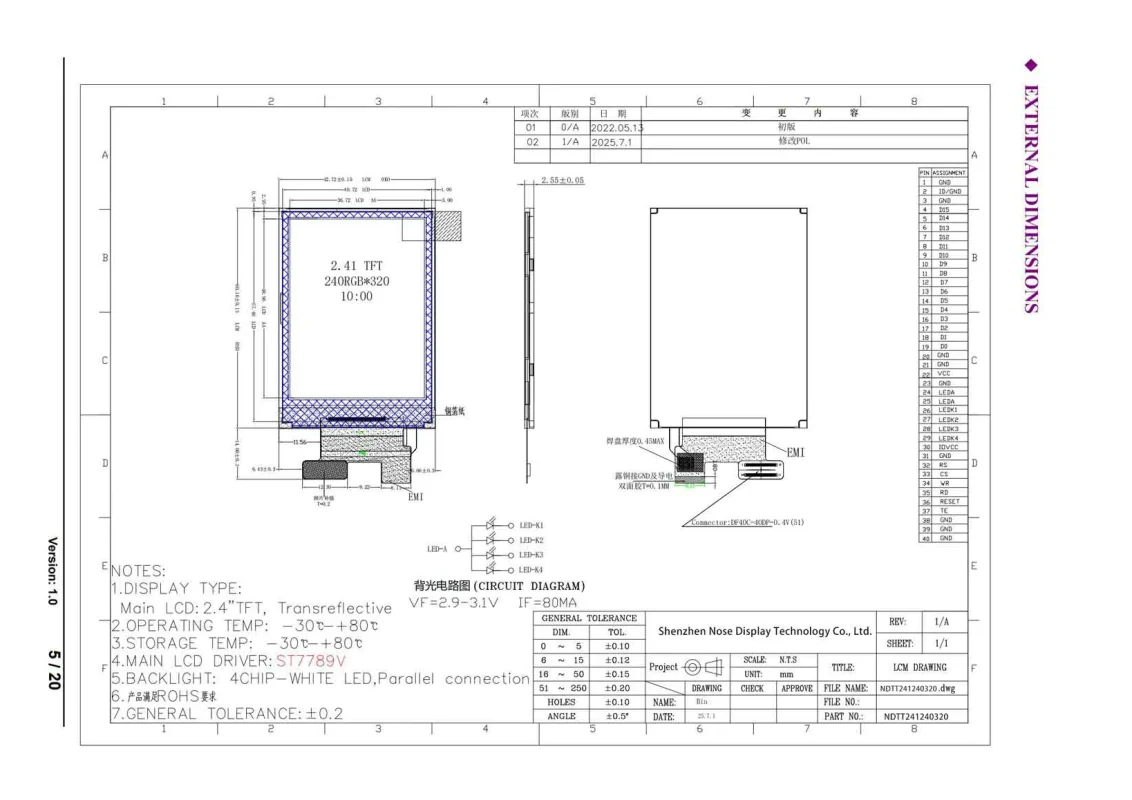 ND024TFN240320-A01 mechanical drawing
